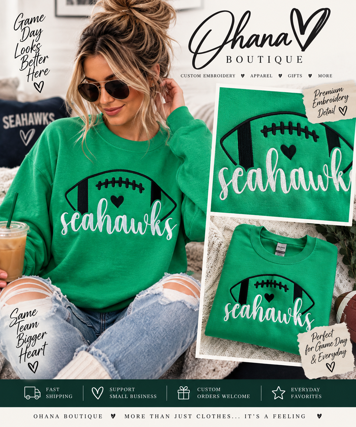 Seahawks Embroidered Crewneck