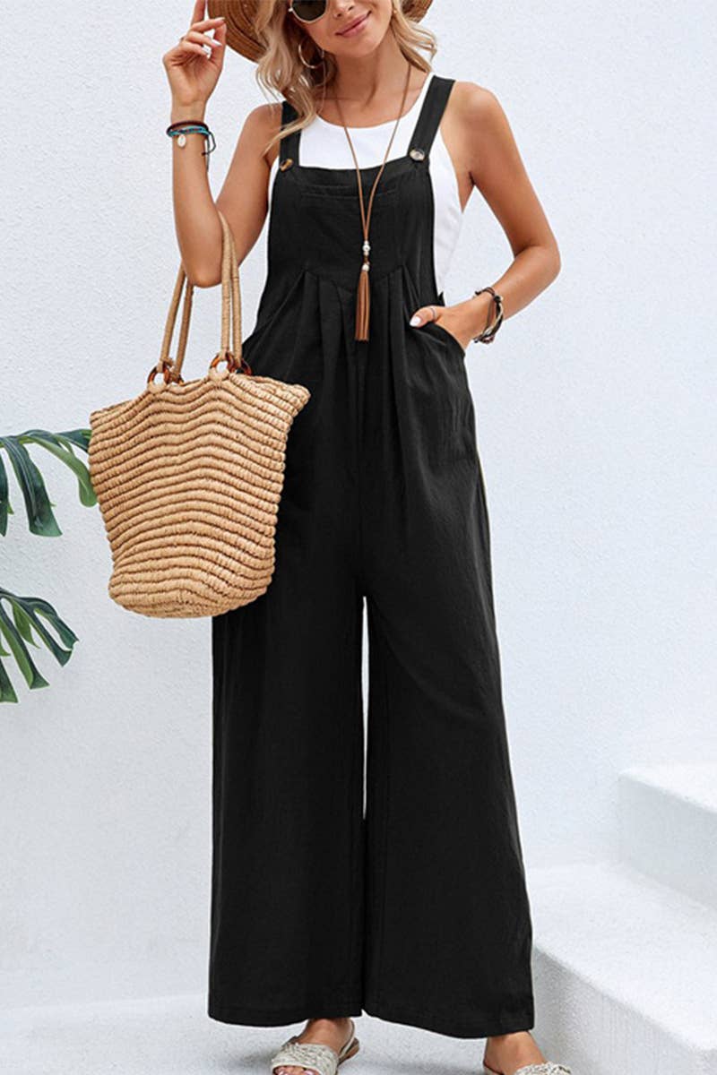 Black Overalls Pantsuit