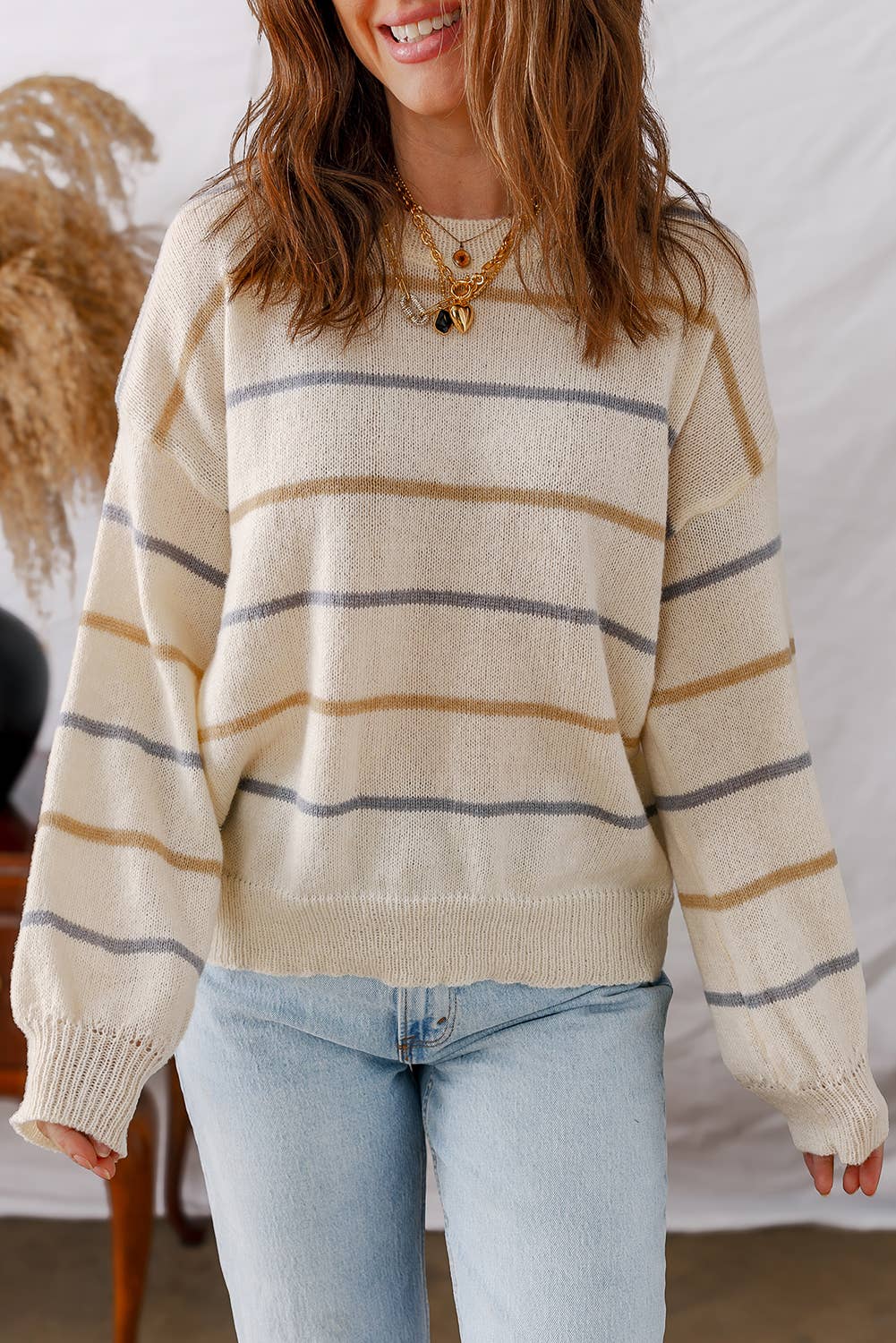 Beige Stiped Sweater