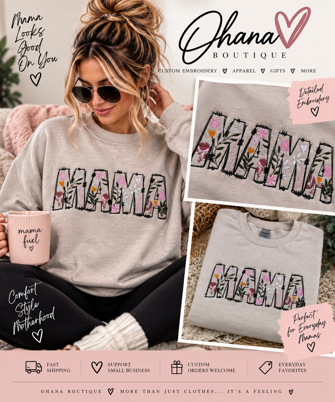 Floral Mama Embroidered Crewneck