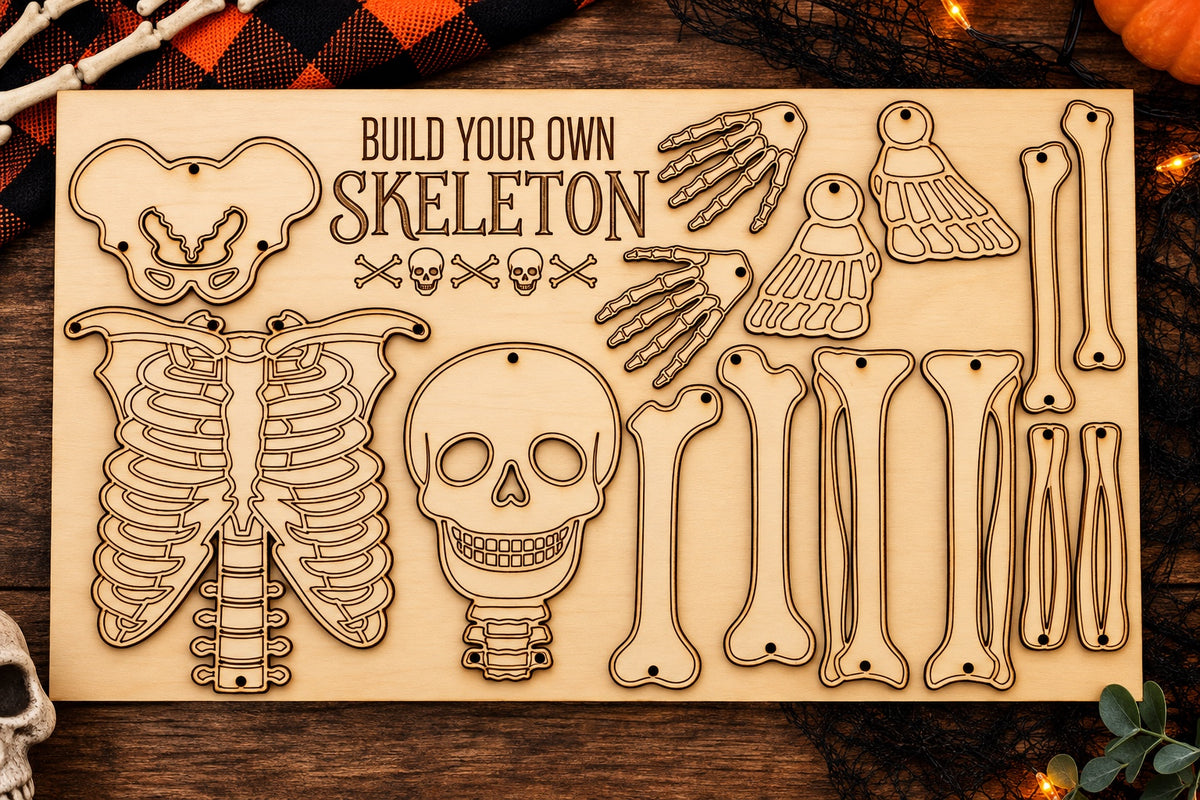 Build Your Own Skeleton Wooden Puzzle | Halloween Kids Activity | DIY Skeleton Kit