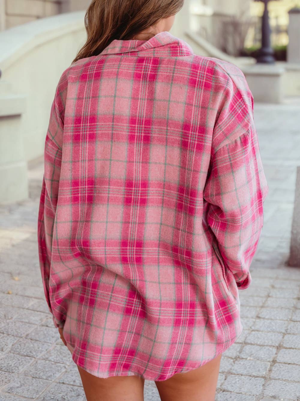 Pink Plaid Button Up