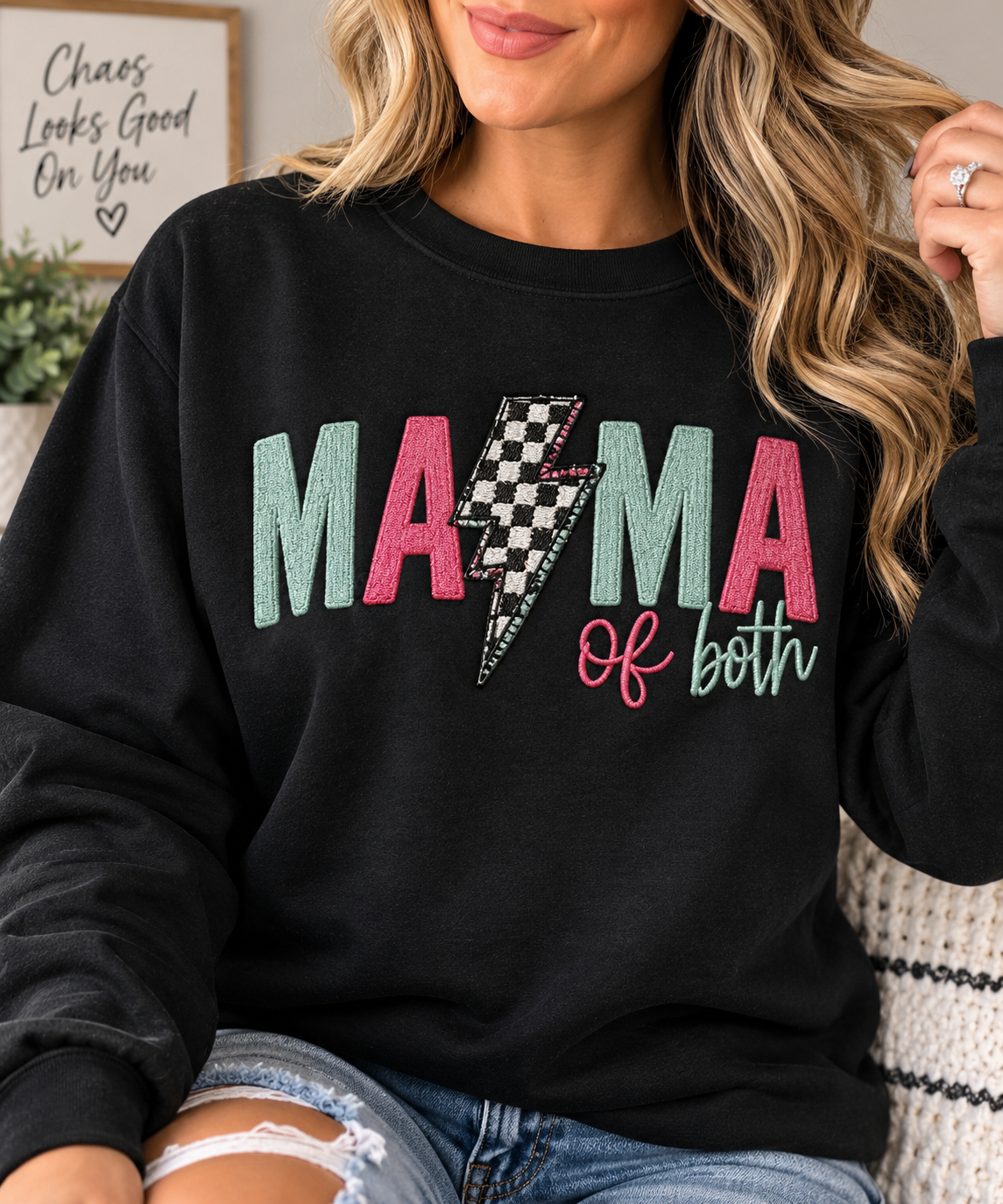Mama of Both Embroidered Shirt & Sweatshirt