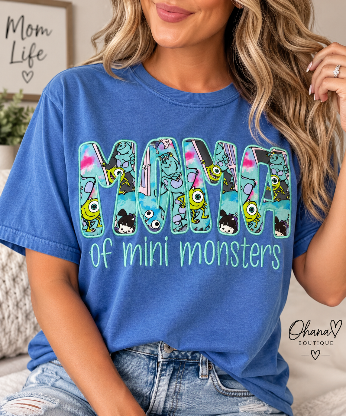 Mama of Mini Monsters Embroidered T-Shirt