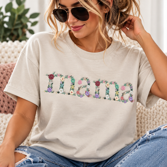Floral Mama Embroidered T-Shirt | Botanical Mom Tee | Mother’s Day Gift