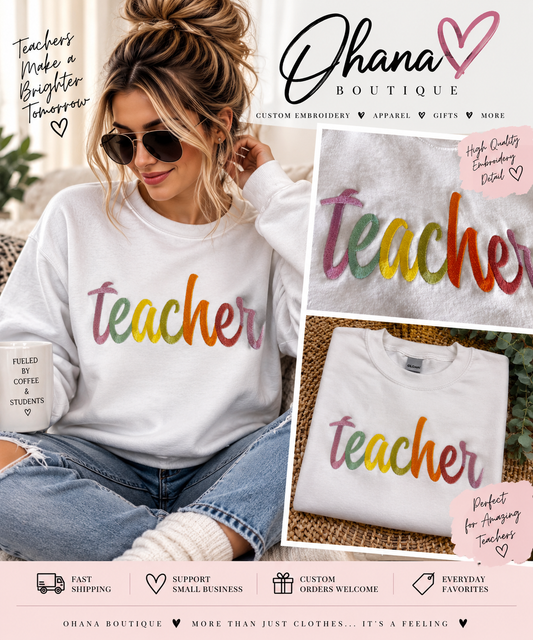 Teacher Embroidered Crewneck