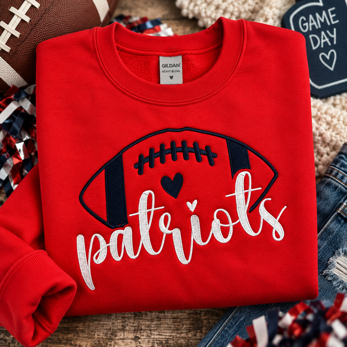 Patriots Embroidered Crewneck