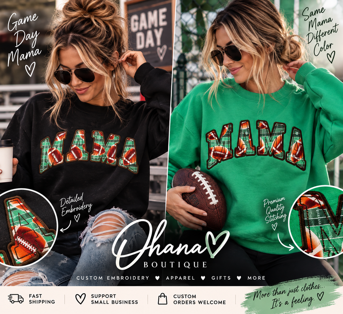 Football Mama Embroidered Crewneck