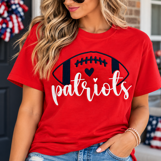 Patriots Embroidered Football T-Shirt | Game Day Tee