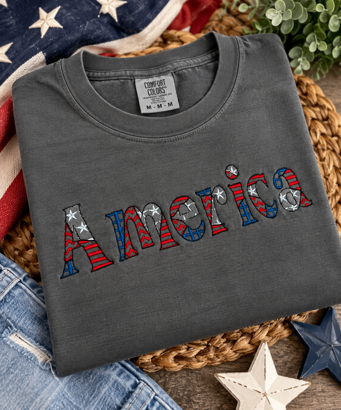 America Embroidered T-shirt