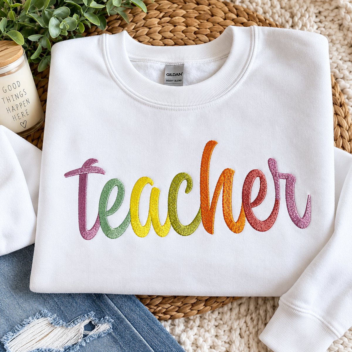 Teacher Embroidered Crewneck
