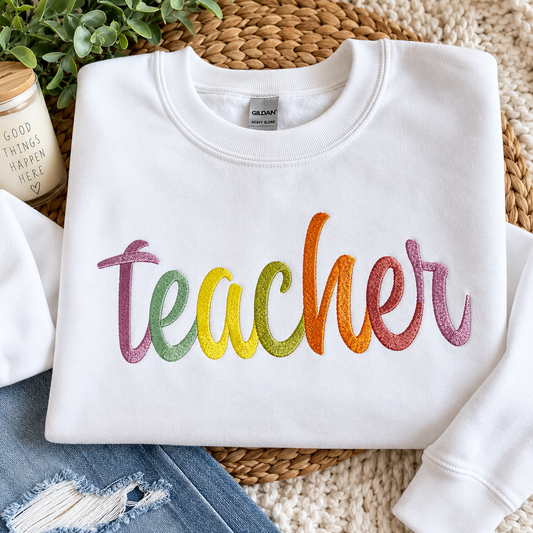 Teacher Embroidered Crewneck