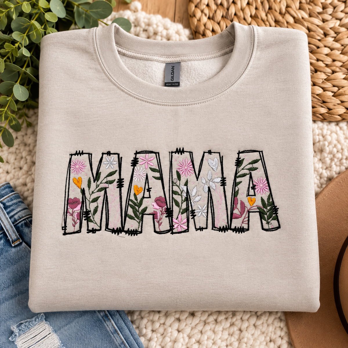 Floral Mama Embroidered Crewneck