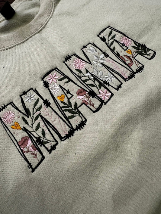 Floral Outlined Mama Crewneck