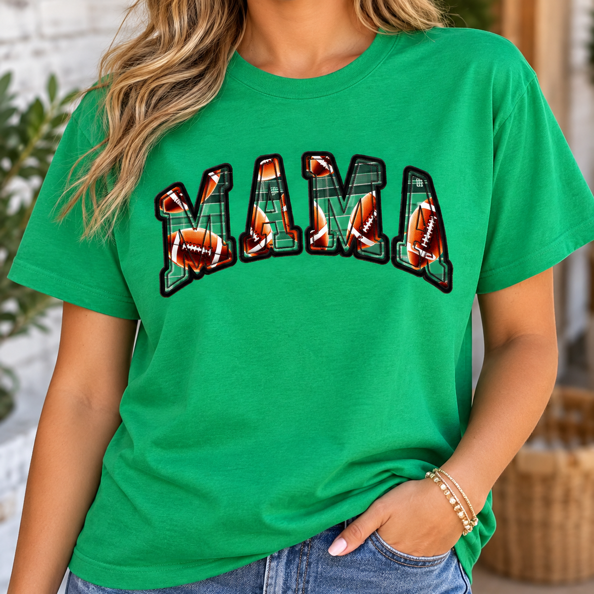 🏈 Football Mama Embroidered T-Shirt | Game Day Mama Tee