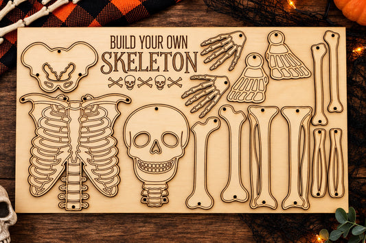 Build Your Own Skeleton Wooden Puzzle | Halloween Kids Activity | DIY Skeleton Kit