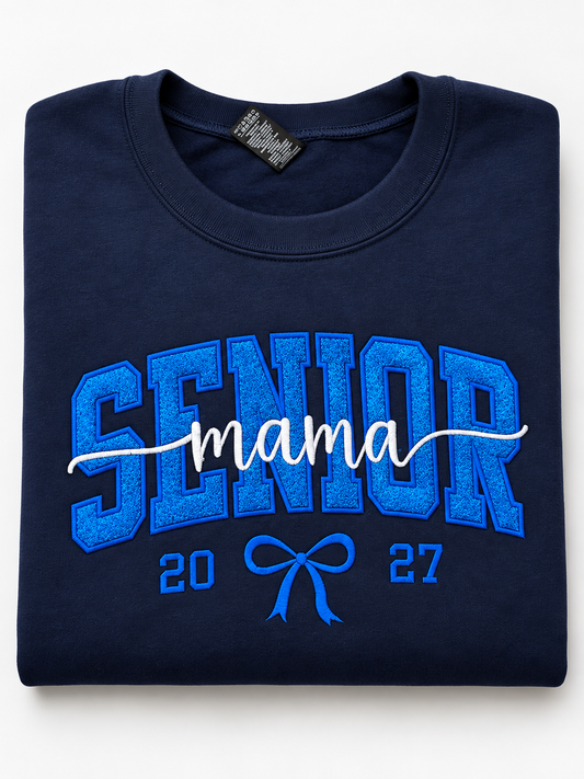 Senior Mama 2027 Embroidered Crewneck Sweatshirt | Class of 2027 Mom Sweatshirt