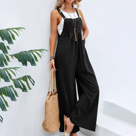 Black Overalls Pantsuit