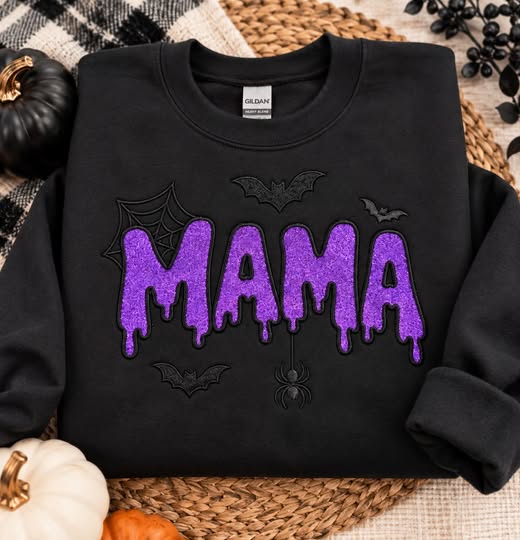 Spooky MAMA Halloween Embroidered Crewneck