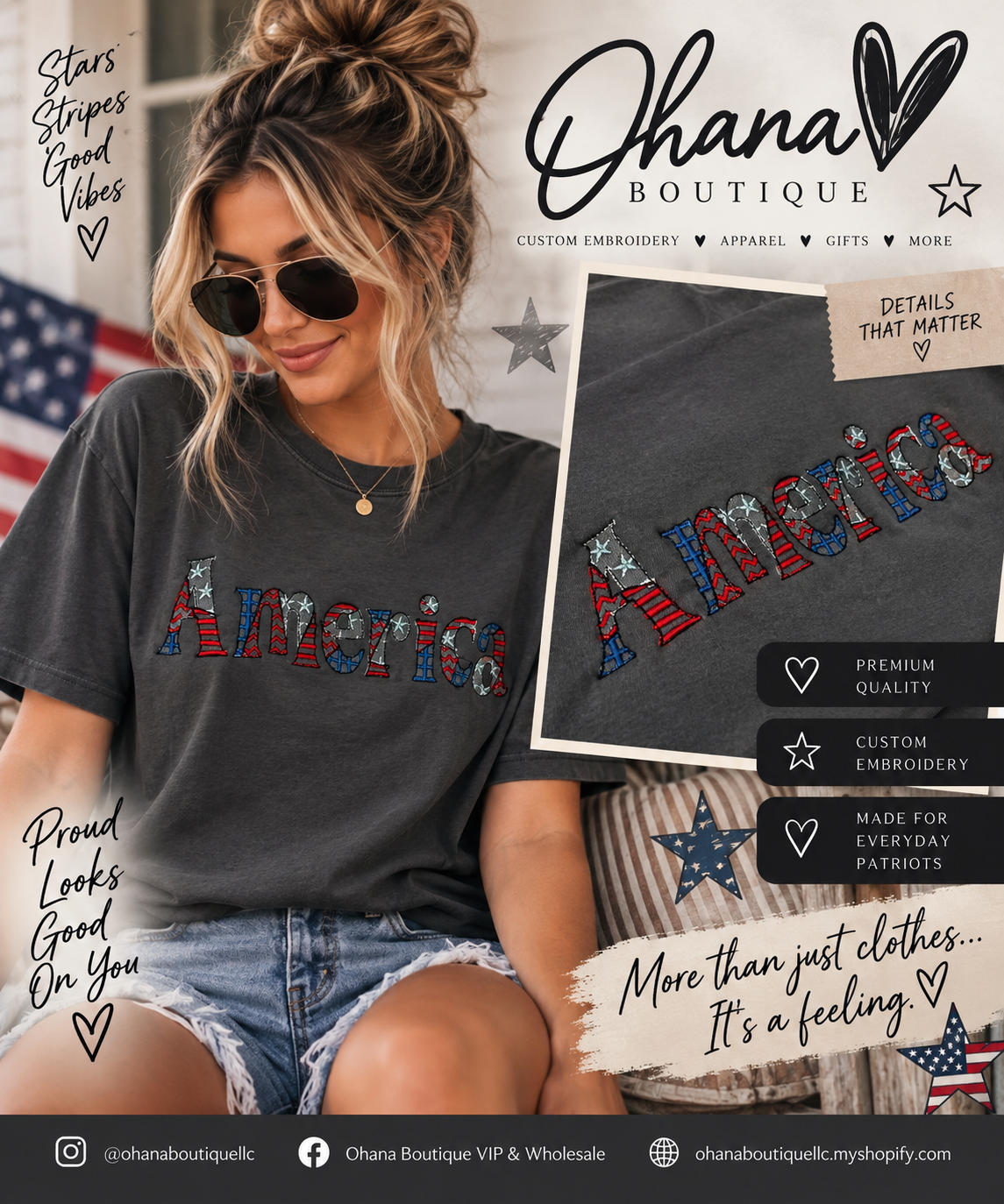 America Embroidered T-shirt