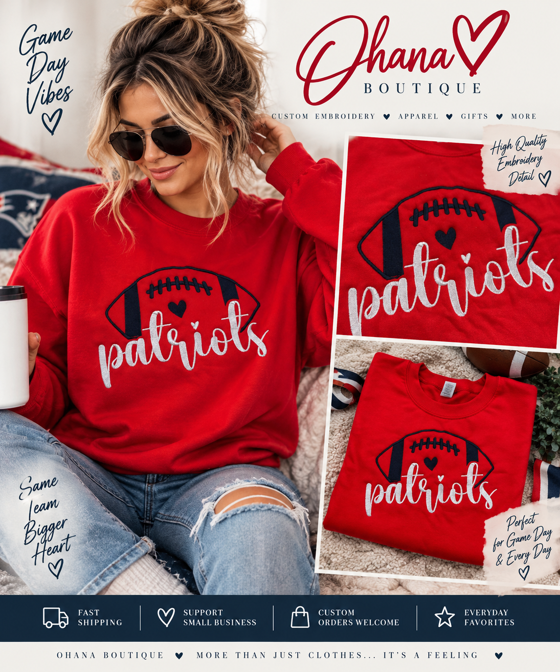 Patriots Embroidered Crewneck