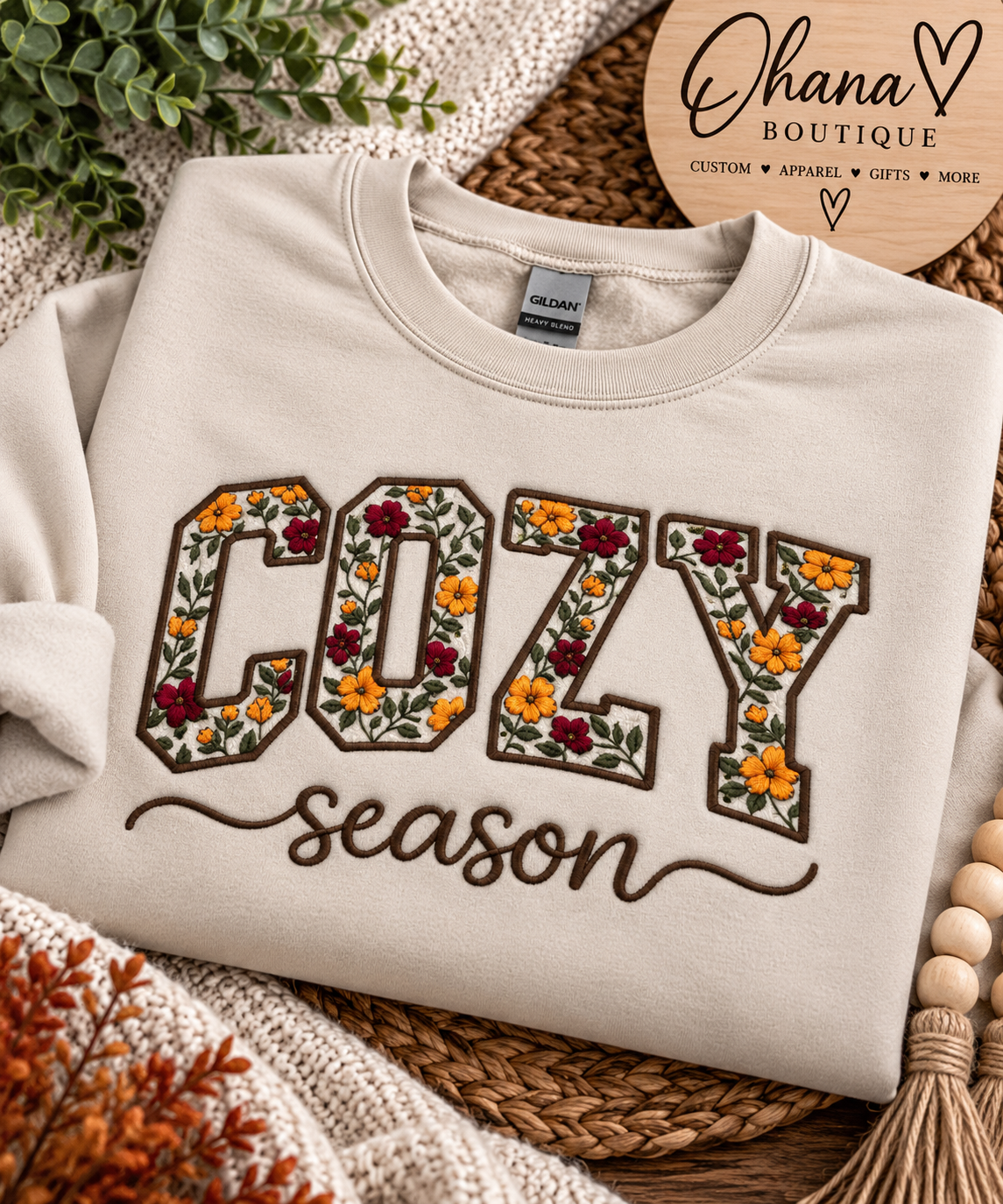 Cozy Season Embroidered Crewneck