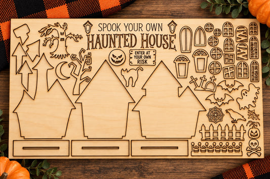 Spook Your Own Haunted House Wooden Craft Kit | DIY Halloween Activity for Kids
