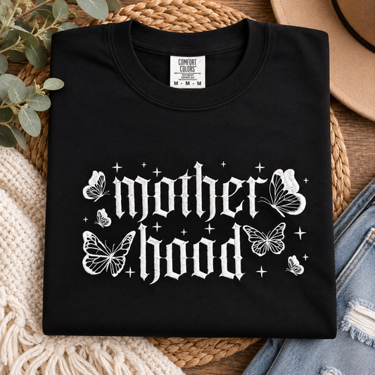 Motherhood Butterfly Embroidered T-Shirt