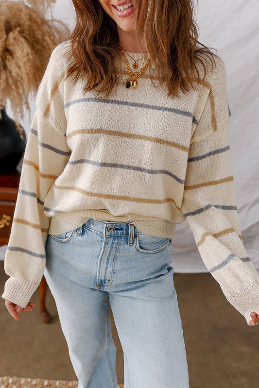 Beige Stiped Sweater