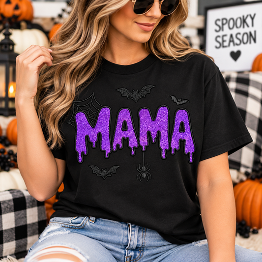 Spooky Mama Embroidered Halloween T-Shirt
