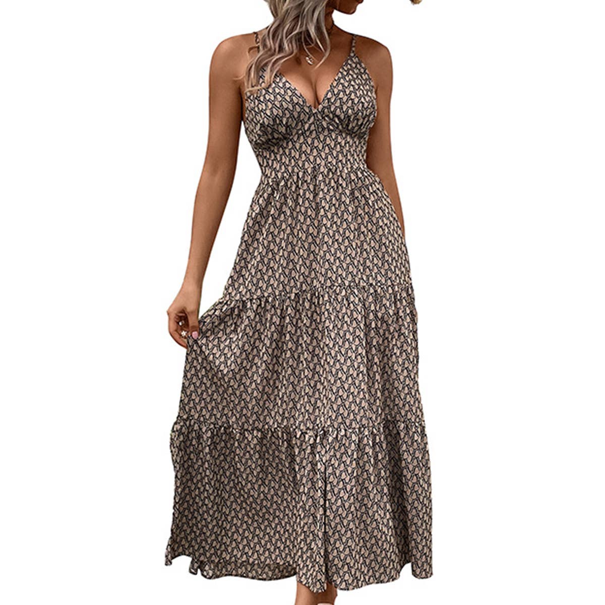 Khaki Printed Dres