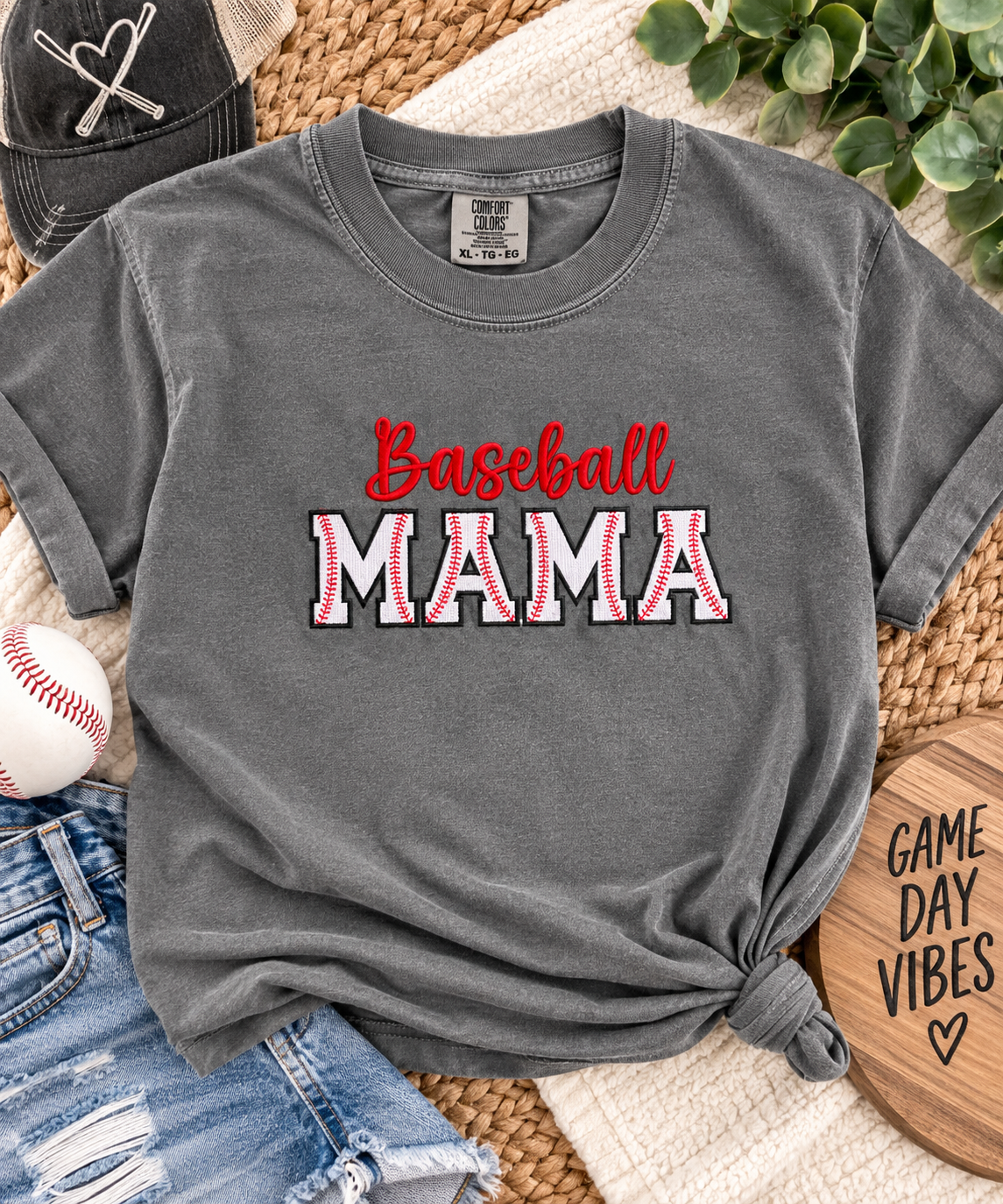 Baseball Mama Embroidered T-Shirt